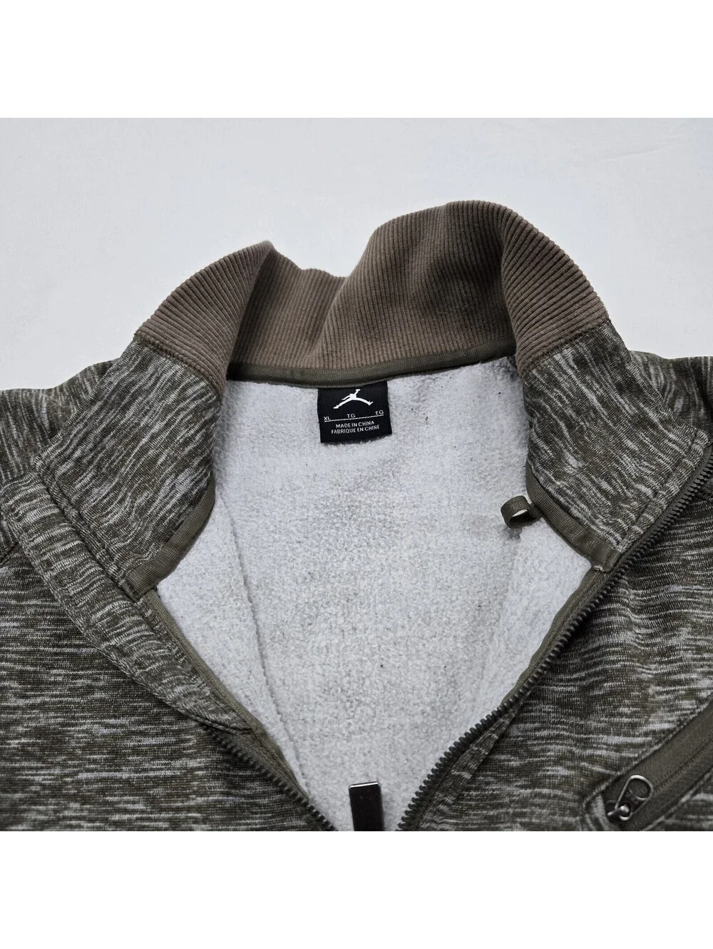 EUC Mens XL Air Jordan Retro 3 Brown Jacket Full-Zip Jumpman Logo Sweater 437345